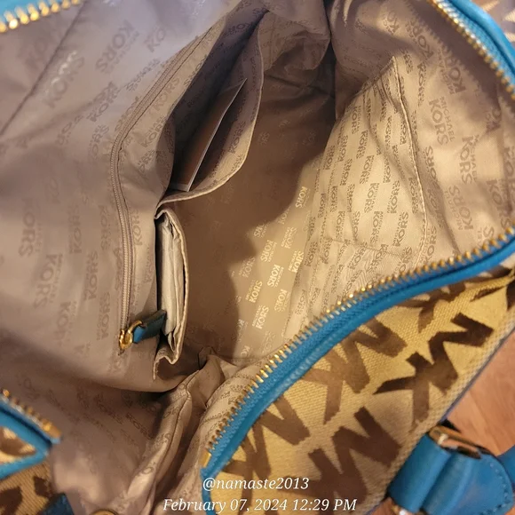 Michael Kors Kingsbury Bucket Bag  Jaqured Logo MK Tote NWOT Designer #712 - Picture 10 of 17